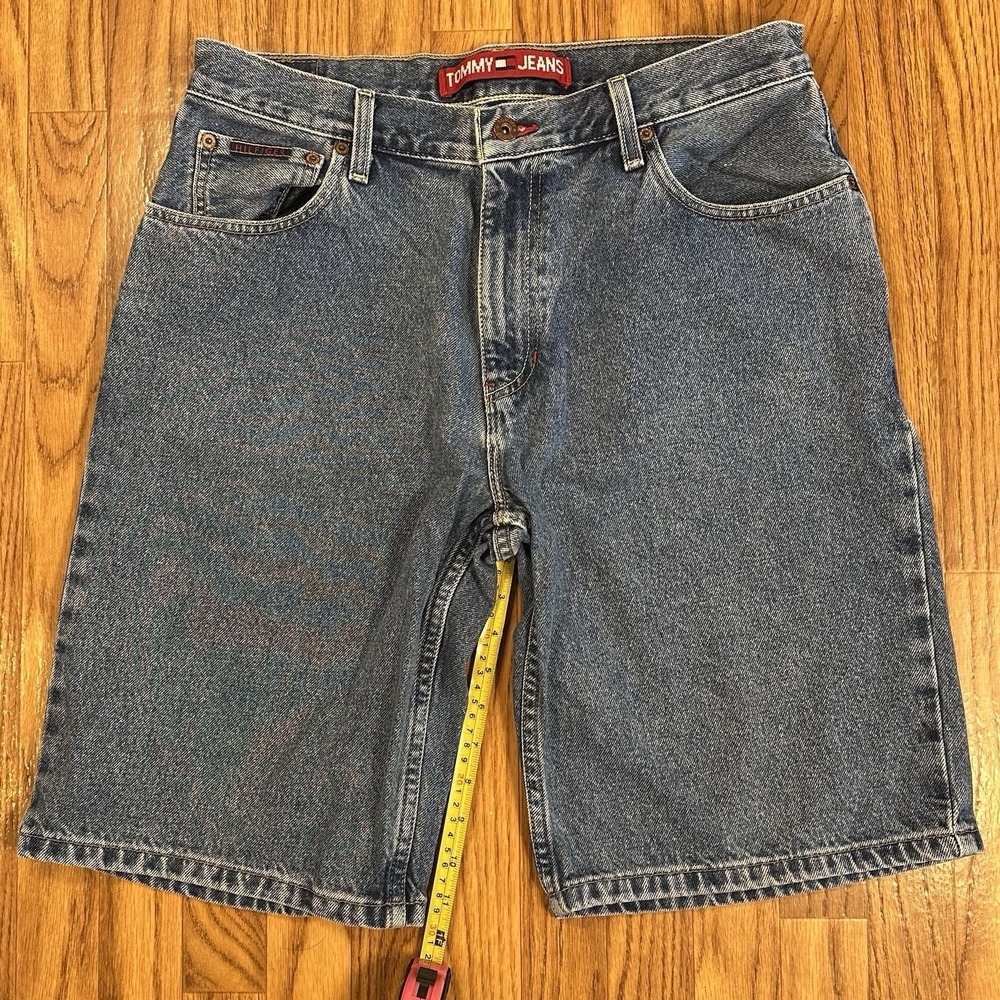 Vintage Tommy Jeans Denim Shorts Mens 33 Blue Baggy Loose Fit Y2K Skater